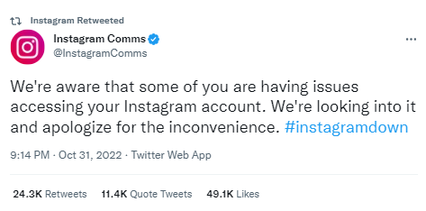 Instagram down docotel