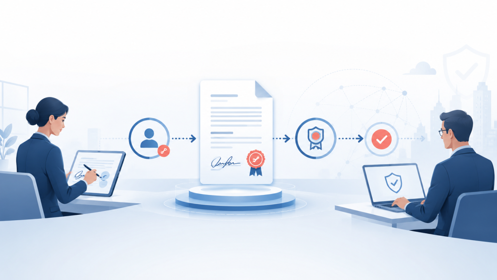Ilustrasi PSrE sebagai trust chain untuk tanda tangan digital enterprise